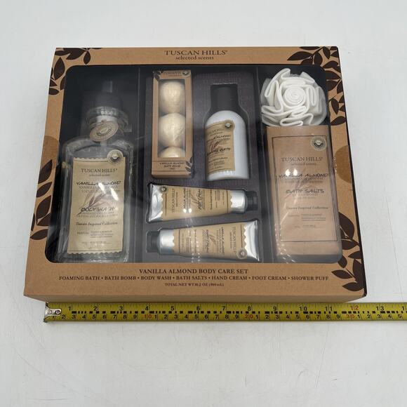 Tuscan Hills: Vanilla Almond Body Care Set- 7 Piece Set NEW - Picture 8 of 10